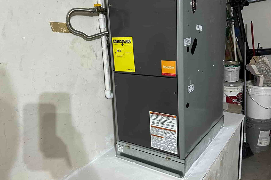 Upgraded furnace system installed in basement area