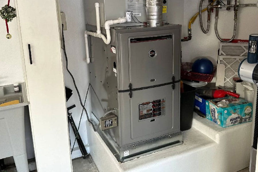 Furnace installation with proper clearance and filter access