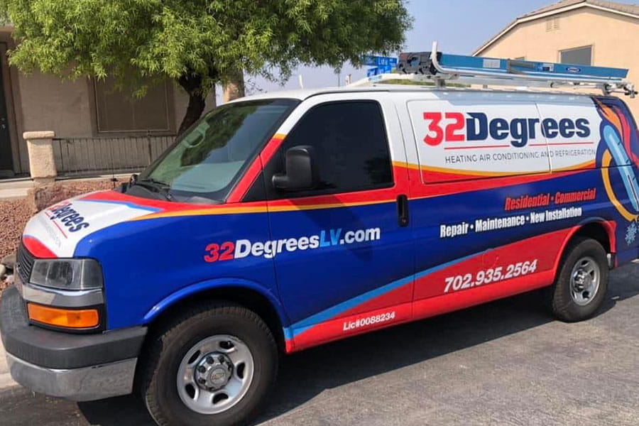 32 Degrees service vehicle for HVAC services