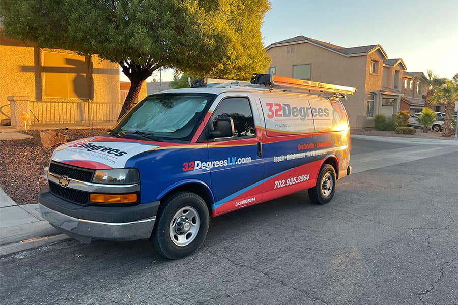 32 Degrees service van for thermostat services in Las Vegas, NV