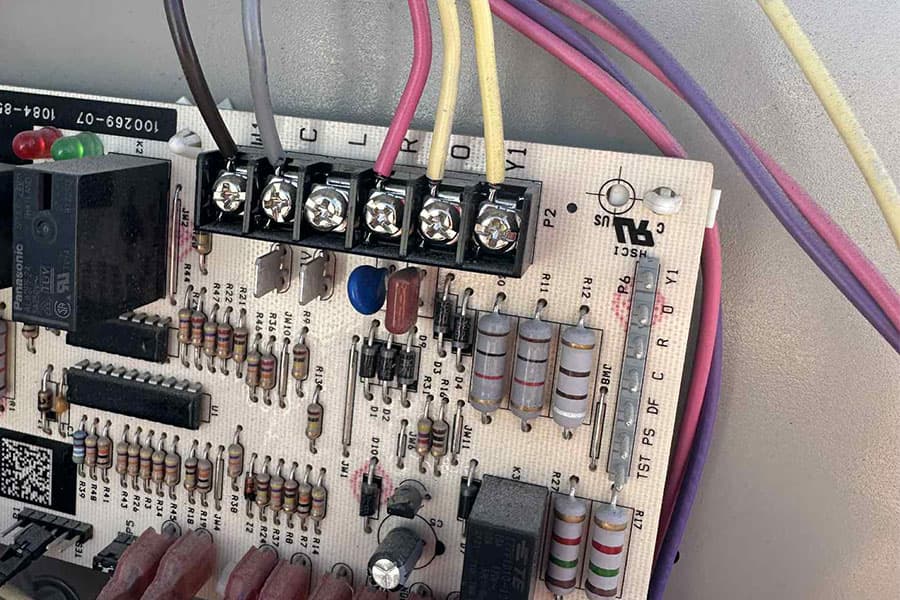 Heat pump control board wiring during repair service in Las Vegas NV