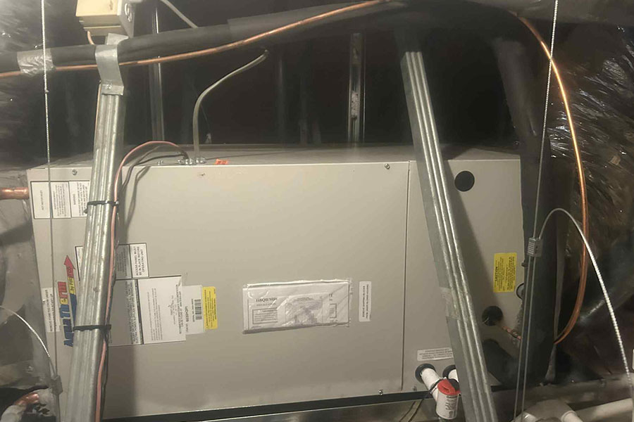Hydronic heating unit installed in Las Vegas attic